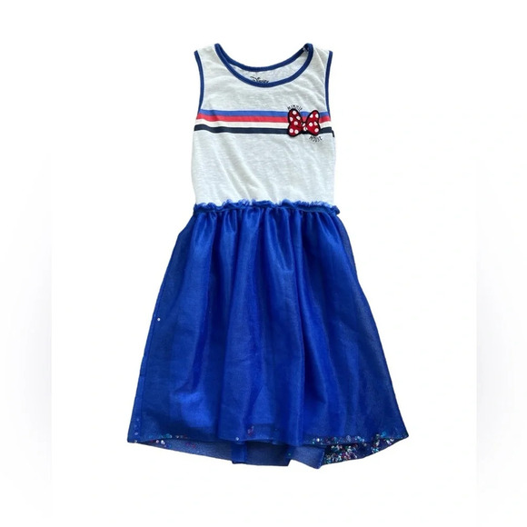 Disney/Minnie Mouse Girl’s Bow Print Heathered Jersey and Tulle Sequin Dress - Picture 1 of 7